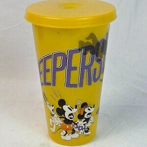 Disney Mickey & Minnie “Jeepers!” Yellow Halloween Tumbler Cup w/ Lid 25oz
